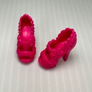 Barbie High Heel Shoes Pink Stilettos Peep Toe Spike Flowers Replacement